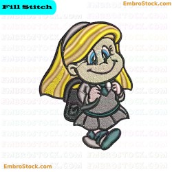 Back To School Girl Embroidery Design 4