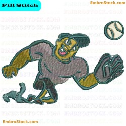 Baseball Character Embroidery Design 27