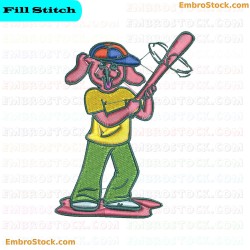 Baseball Dog Embroidery Design 1