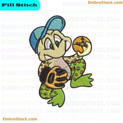 Baseball Frog Embroidery Design 7