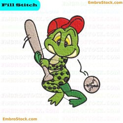 Baseball Frog Embroidery Design 8