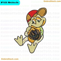 Baseball Frog Player Embroidery Design 4