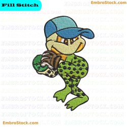 Baseball Frog Player Embroidery Design 5