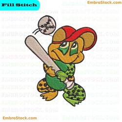 Baseball Player Frog Embroidery Design 10