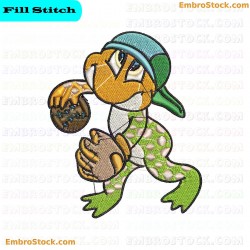 Baseball Playing Frog Embroidery Design 9