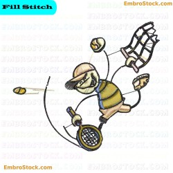 Baseball Playing Spider Embroidery Design 6