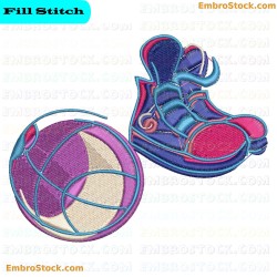 Basketball And Sneaker Embroidery Design 5