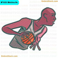 Basketball Player In Motion Embroidery Design 7