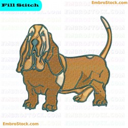 Basset Hound Dog Embroidery Design 19