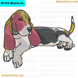 Basset Hound Embroidery Design 115