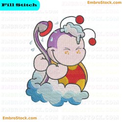 Bathtime Ladybug Embroidery Design 10