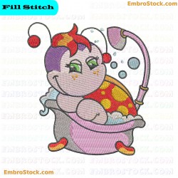 Bathtime Ladybug Embroidery Design 2