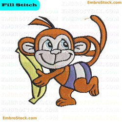 Beach Monkey Embroidery Design 2