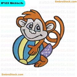 Beach Monkey Embroidery Design 7