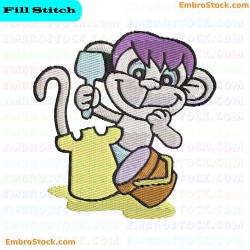 Beach Monkey Worker Embroidery Design 8