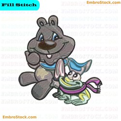 Bear And Frog Embroidery Design 7