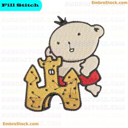 Bear Building Sandcastle Embroidery Design 3