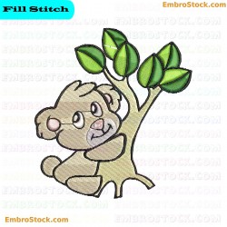 Bear Hanging From Tree Branch Embroidery Design 26