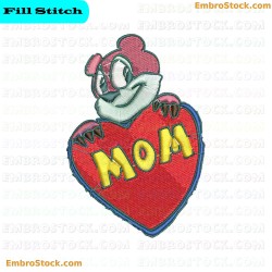 Bear Hugging Heart Of Love Embroidery Design 23