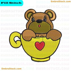 Bear In Teacup Embroidery Design 20