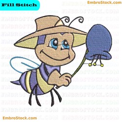 Bee Character Embroidery Design 106