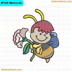 Bee Character Embroidery Design 6