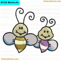 Bee Embroidery Design 14