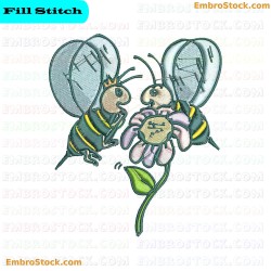 Bee Embroidery Design 4