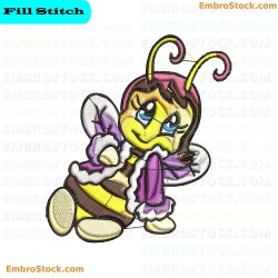 Bee In Coat Embroidery Design 4