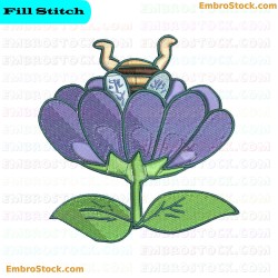 Bee On Flower Embroidery Design 1