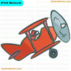 Biplane Embroidery Design 17