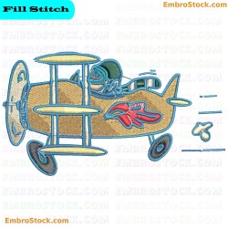 Biplane Embroidery Design 8