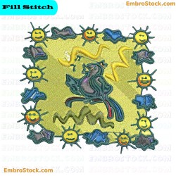 Bird And Suns Embroidery Design 15