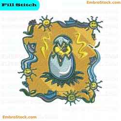 Bird Hatching From An Egg Embroidery Design 16