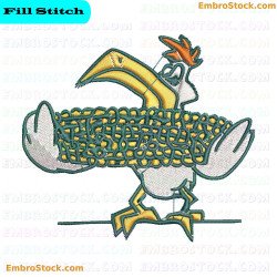 Bird Holding An Ear Of Corn Embroidery Design 11