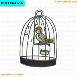 Bird In Cage Embroidery Design 44