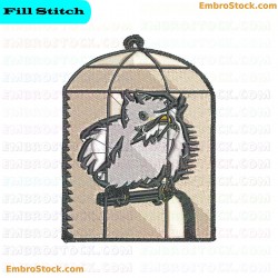 Bird In Cage Embroidery Design 45