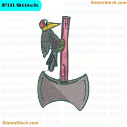 Bird On An Axe Embroidery Design 17