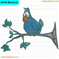 Bird On Branch Embroidery Design 49