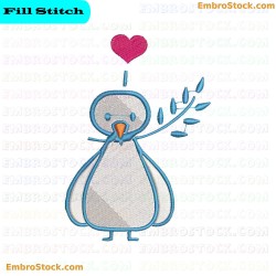 Bird With Heart Embroidery Design 11