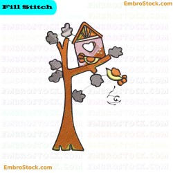 Birdhouse Embroidery Design 4