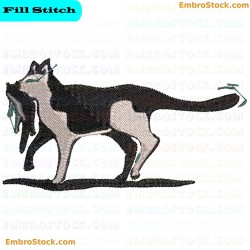 Black And White Cat Embroidery Design 2