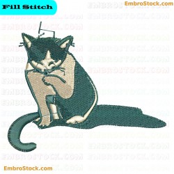 Black Cat Embroidery Design 1