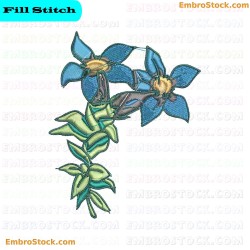 Blue Flower Embroidery Design 3