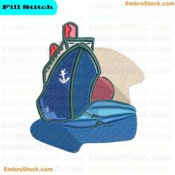 Boat Embroidery Design 7