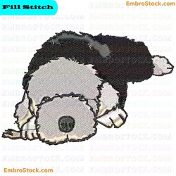 Bobtail Sheepdog Embroidery Design 2