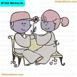 Boy And Girl Embroidery Design 24