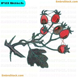 Branch With Leaves And Flowers Embroidery Design 8