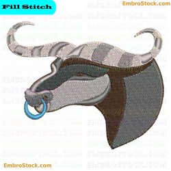 Buffalo Head Embroidery Design 10