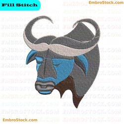 Buffalo Head Embroidery Design 2